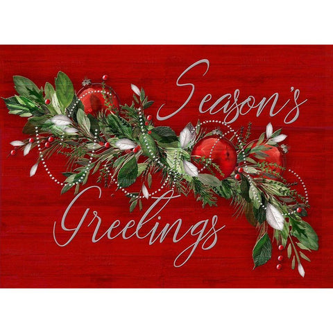 Seasons Greetings Gold Ornate Wood Framed Art Print with Double Matting by P.S. Art