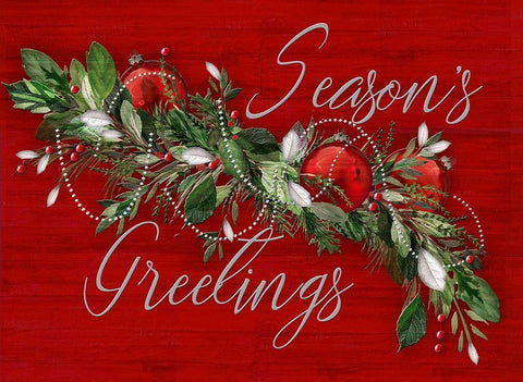 Seasons Greetings Black Ornate Wood Framed Art Print with Double Matting by P.S. Art
