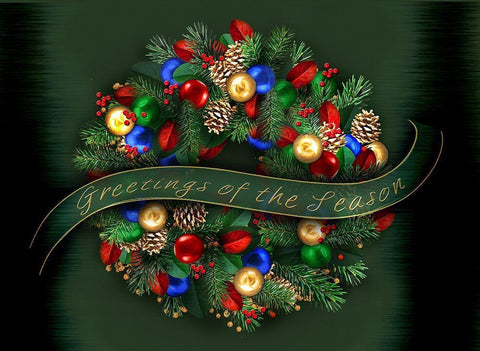 Greetings to the Season White Modern Wood Framed Art Print with Double Matting by P.S. Art