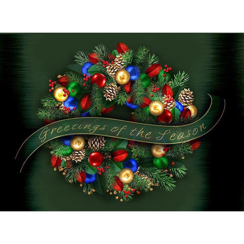 Greetings to the Season Black Modern Wood Framed Art Print with Double Matting by P.S. Art