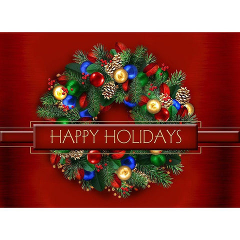 Happy Holidays Gold Ornate Wood Framed Art Print with Double Matting by P.S. Art