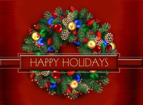 Happy Holidays White Modern Wood Framed Art Print with Double Matting by P.S. Art