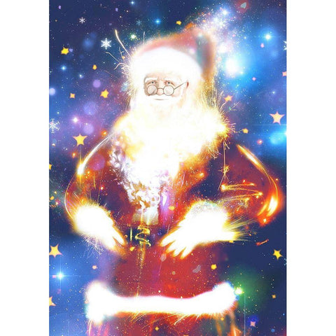 Santa Black Modern Wood Framed Art Print with Double Matting by P.S. Art