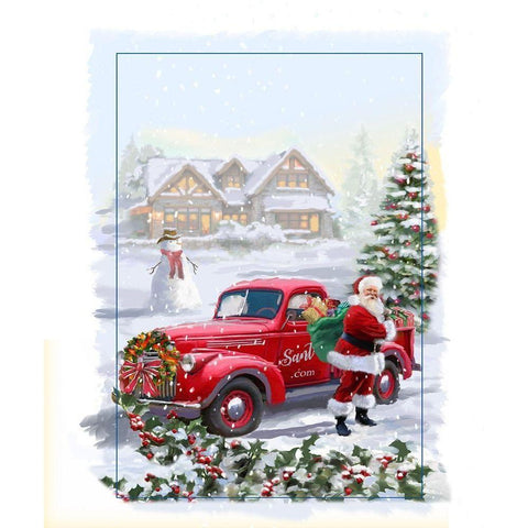 Santa Delivery Gold Ornate Wood Framed Art Print with Double Matting by P.S. Art