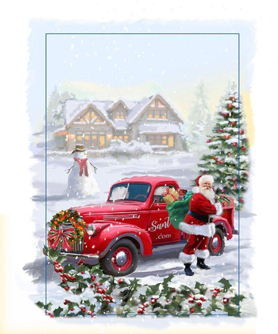 Santa Delivery Black Ornate Wood Framed Art Print with Double Matting by P.S. Art