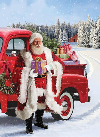 Santa Gift White Modern Wood Framed Art Print with Double Matting by P.S. Art