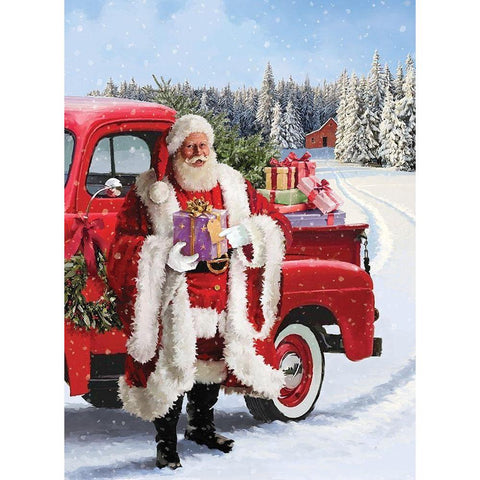 Santa Gift Black Modern Wood Framed Art Print by P.S. Art