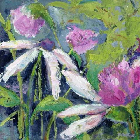 Lavender Flower Fields Black Modern Wood Framed Art Print with Double Matting by Pamela J. Wingard