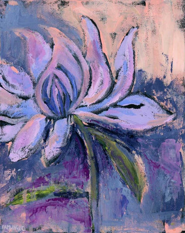 Blush Lily White Modern Wood Framed Art Print with Double Matting by Pamela J. Wingard