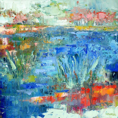 Blue Marsh Black Modern Wood Framed Art Print with Double Matting by Pamela J. Wingard