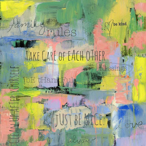 Abstract Family Rules White Modern Wood Framed Art Print by Pamela J. Wingard