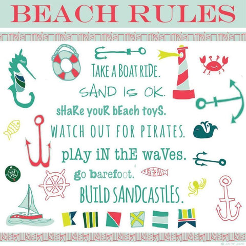 Beach Rules Ahoy Black Modern Wood Framed Art Print by Pamela J. Wingard