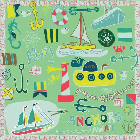 Ahoy White Modern Wood Framed Art Print with Double Matting by Pamela J. Wingard