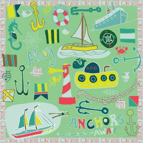 Ahoy Gold Ornate Wood Framed Art Print with Double Matting by Pamela J. Wingard