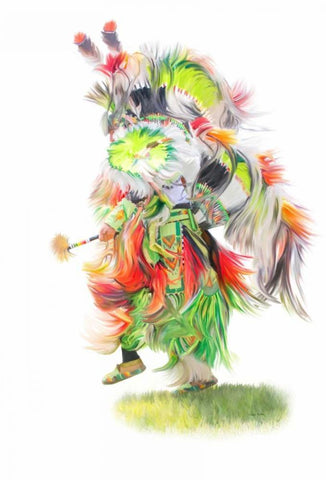 Native Pow Wow Dance Black Ornate Wood Framed Art Print with Double Matting by Murdock, Ramona