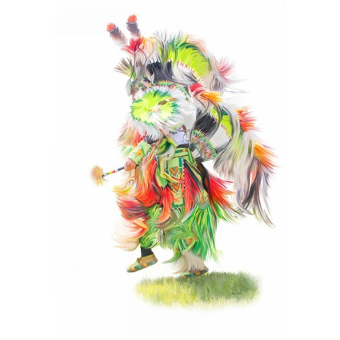 Native Pow Wow Dance Gold Ornate Wood Framed Art Print with Double Matting by Murdock, Ramona