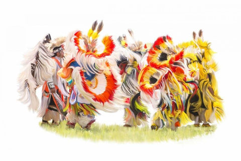 Native Color in Motion White Modern Wood Framed Art Print with Double Matting by Murdock, Ramona