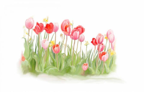 Tulips III Black Ornate Wood Framed Art Print with Double Matting by Murdock, Ramona