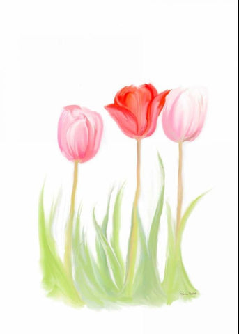 Tulips V White Modern Wood Framed Art Print with Double Matting by Murdock, Ramona