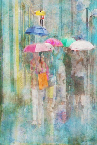 Rainy in Paris II White Modern Wood Framed Art Print with Double Matting by Murdock, Ramona