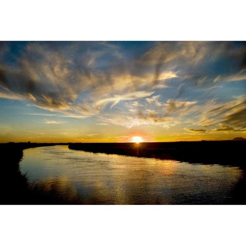 Canal Sunset White Modern Wood Framed Art Print by Murdock, Ramona