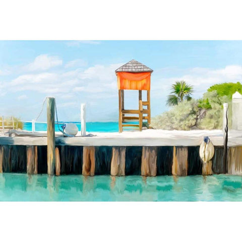 Half Moon Pier Black Modern Wood Framed Art Print with Double Matting by Murdock, Ramona