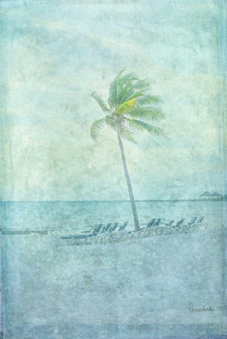 Palm I White Modern Wood Framed Art Print with Double Matting by Murdock, Ramona