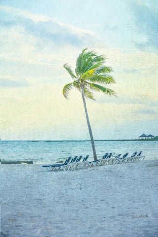 Palm II White Modern Wood Framed Art Print with Double Matting by Murdock, Ramona