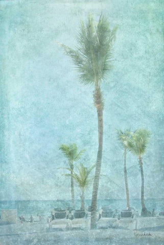 Palm III Black Ornate Wood Framed Art Print with Double Matting by Murdock, Ramona