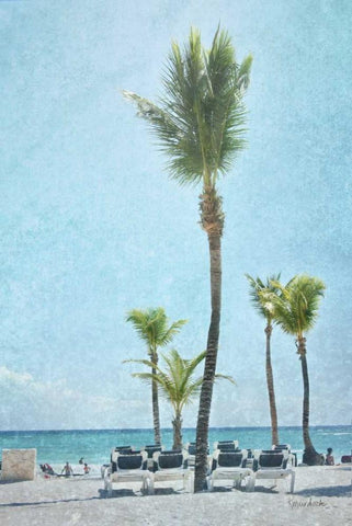 Palm IV Black Ornate Wood Framed Art Print with Double Matting by Murdock, Ramona