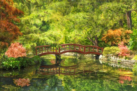 Serenity Bridge I Black Ornate Wood Framed Art Print with Double Matting by Murdock, Ramona