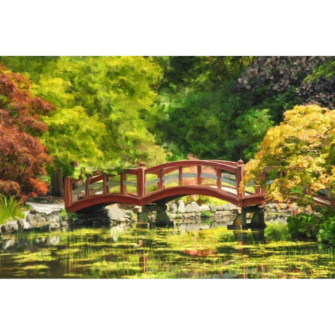 Serenity Bridge II Gold Ornate Wood Framed Art Print with Double Matting by Murdock, Ramona