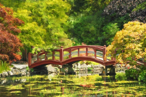 Serenity Bridge II White Modern Wood Framed Art Print with Double Matting by Murdock, Ramona