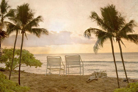 Two at the Beach Black Ornate Wood Framed Art Print with Double Matting by Murdock, Ramona