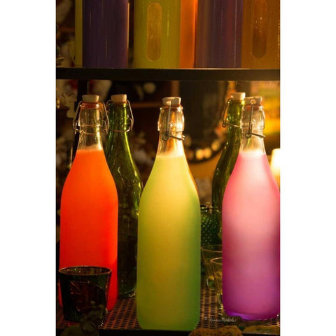 Colorful Bottles White Modern Wood Framed Art Print by Murdock, Ramona