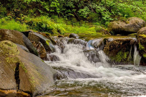 Mountain Stream White Modern Wood Framed Art Print with Double Matting by Murdock, Ramona