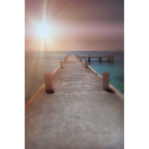 Pier Sunset Black Modern Wood Framed Art Print with Double Matting by Murdock, Ramona