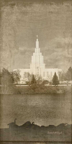 Idaho Falls Temple White Modern Wood Framed Art Print with Double Matting by Murdock, Ramona