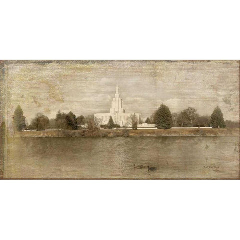 Idaho Falls Temple Landscape White Modern Wood Framed Art Print by Murdock, Ramona