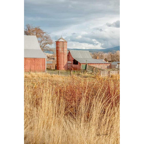 Red Silo Barn White Modern Wood Framed Art Print by Murdock, Ramona