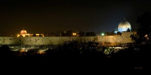 Jerusalem City on a Hill White Modern Wood Framed Art Print with Double Matting by Murdock, Ramona