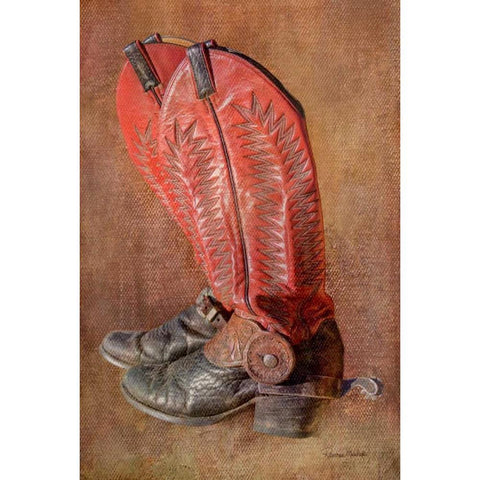 His Workin Boots Black Modern Wood Framed Art Print with Double Matting by Murdock, Ramona