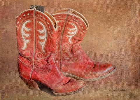 Her Workin Boots Black Ornate Wood Framed Art Print with Double Matting by Murdock, Ramona