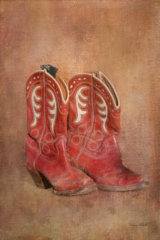 Her Boots Black Ornate Wood Framed Art Print with Double Matting by Murdock, Ramona