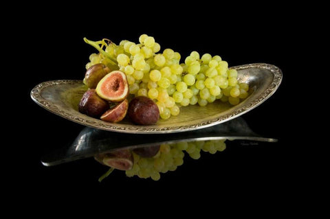 Figs N Grapes White Modern Wood Framed Art Print with Double Matting by Murdock, Ramona