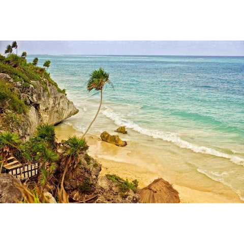 Tulum Beach Gold Ornate Wood Framed Art Print with Double Matting by Murdock, Ramona