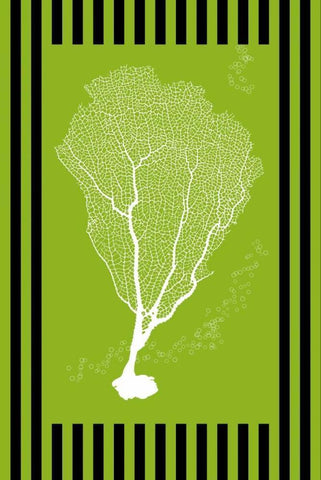 Cora Green Stripe White Modern Wood Framed Art Print with Double Matting by Murdock, Ramona