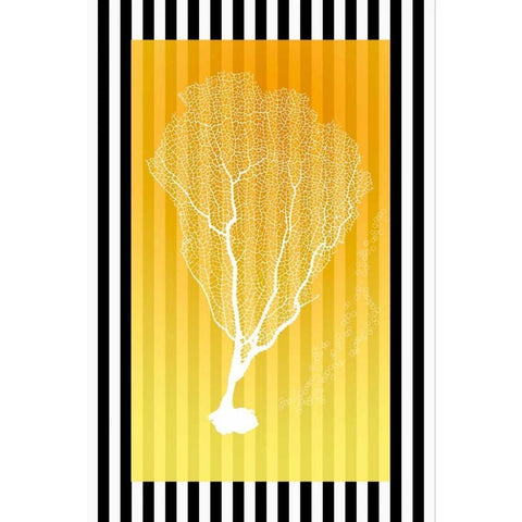 Coral Sunny Yellow Black Modern Wood Framed Art Print with Double Matting by Murdock, Ramona