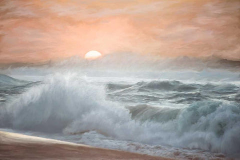 Heavy Seas at Sunset II Black Ornate Wood Framed Art Print with Double Matting by Murdock, Ramona