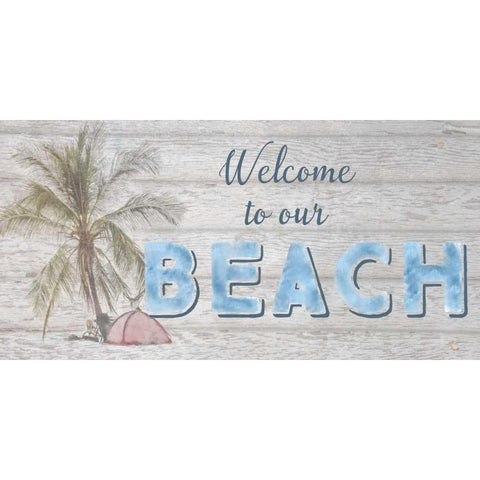 Welcome to Our Beach Black Modern Wood Framed Art Print with Double Matting by Murdock, Ramona